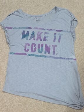 Old Navy Light Blue Short-Sleeve Tee with Purple and Teal Graphic